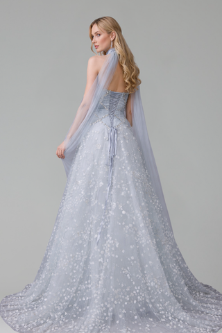 A Line Floral Evening Dress - LAROSABRIDE