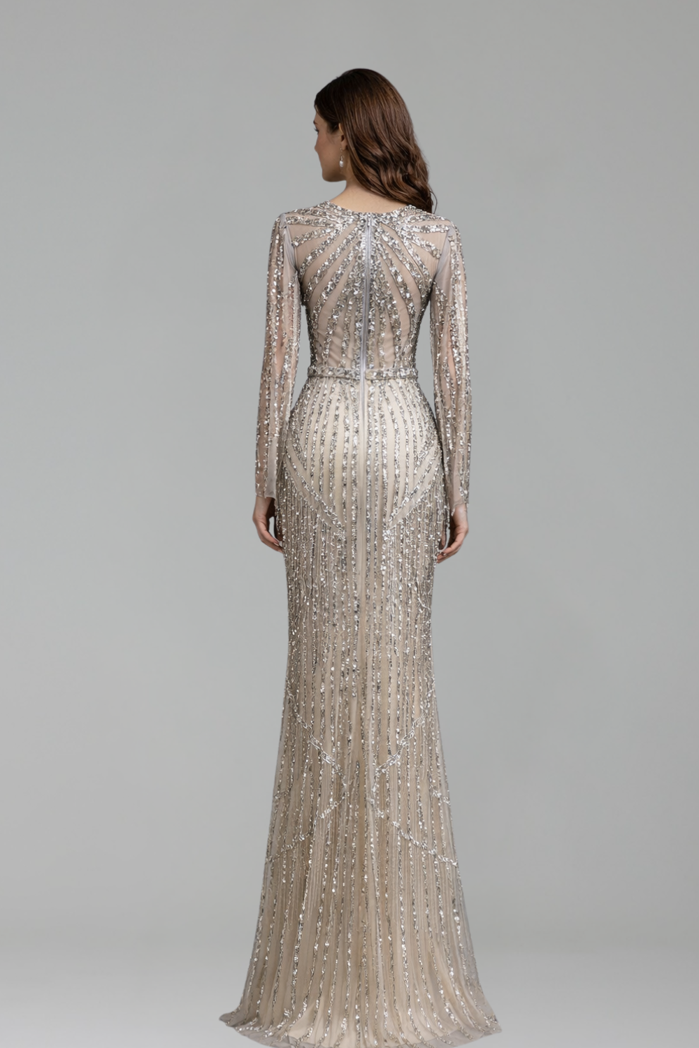 Beaded Tassel Mermaid Evening Gown - LAROSABRIDE