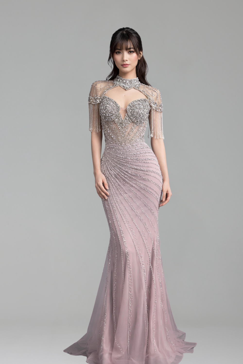 Mermaid Evening Dress Beaded Tassel - LAROSABRIDE