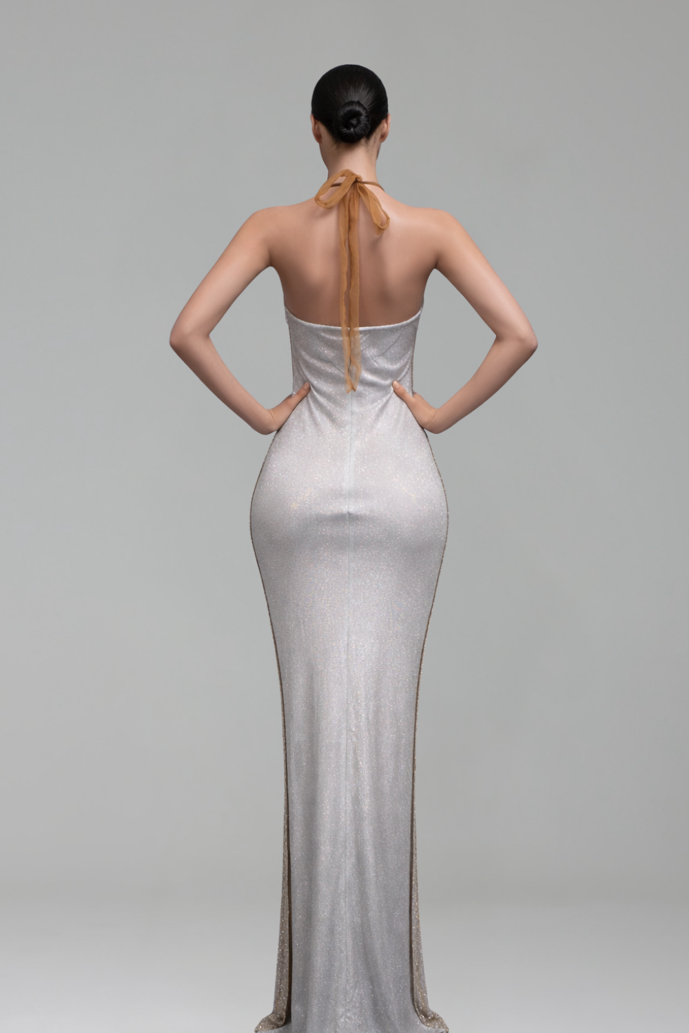 Beaded Halter Slim Evening Dress - LAROSABRIDE