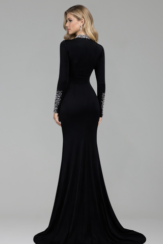 Satin Split Mermaid Evening Gown - LAROSABRIDE