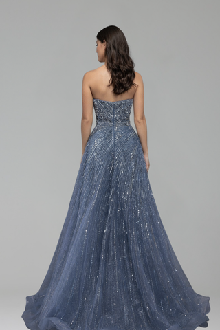 Beaded A-Line Evening Gown - LAROSABRIDE