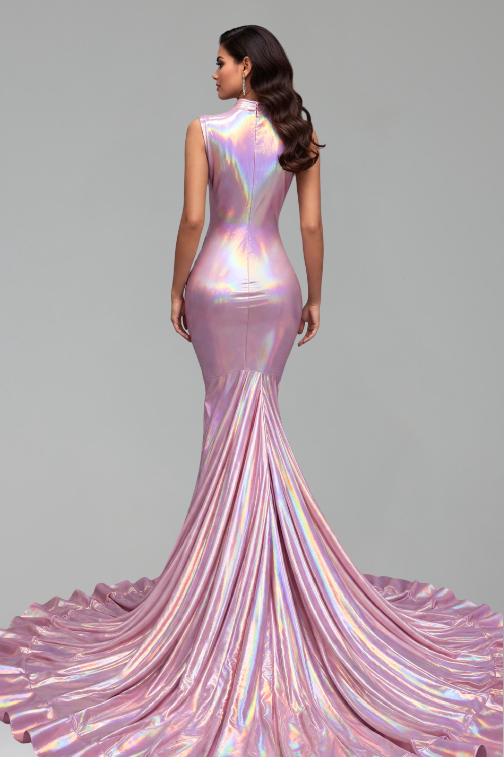 Iridescent Draped Illusion Mermaid Gown - LAROSABRIDE