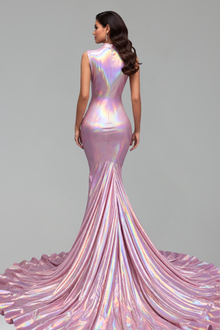 Iridescent Draped Illusion Mermaid Gown - LAROSABRIDE
