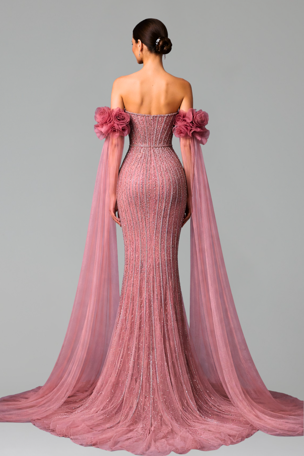 Beaded Mermaid Evening Dress - LAROSABRIDE
