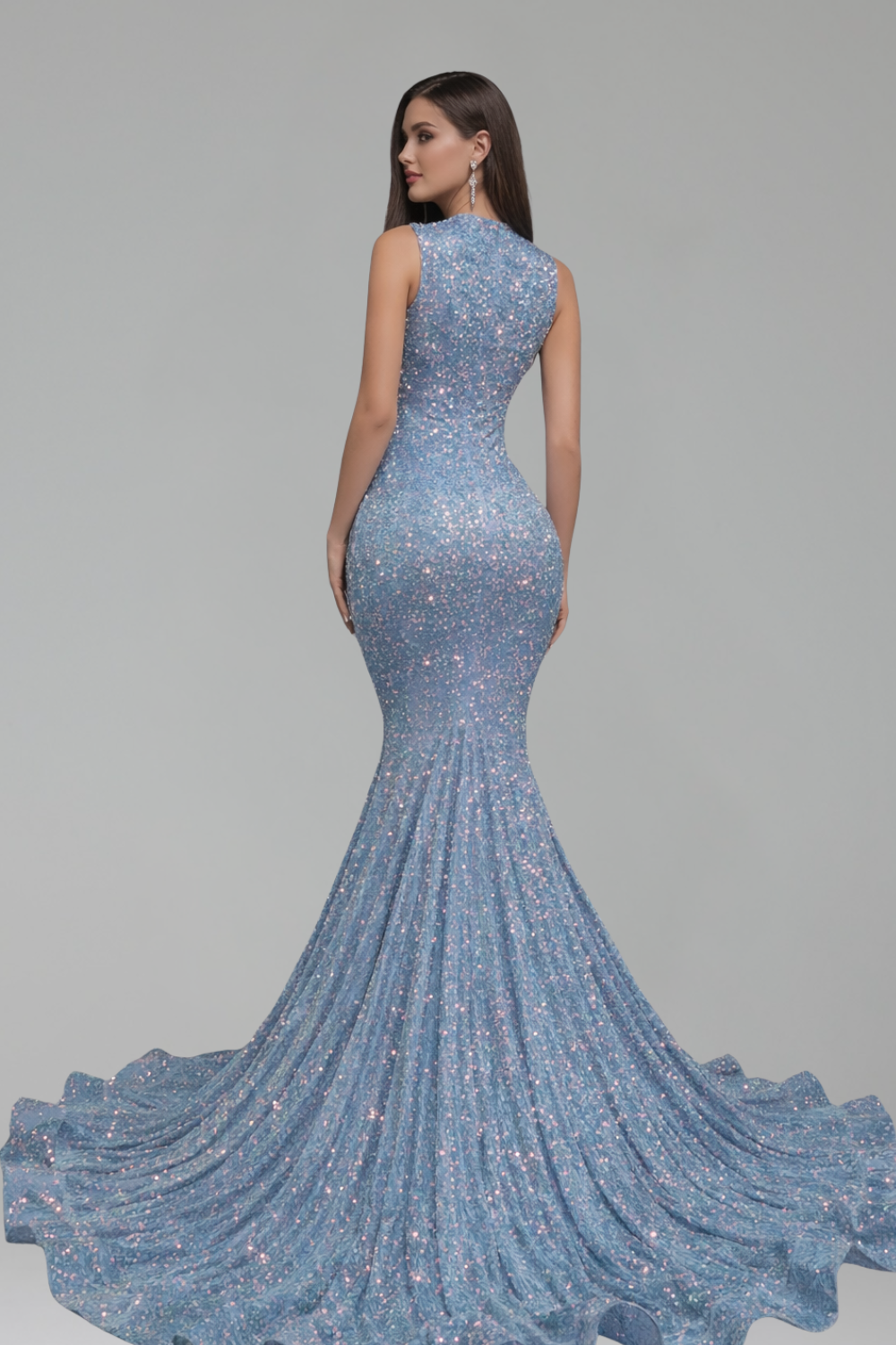 Sequin Illusion Mermaid Prom Gown - LAROSABRIDE