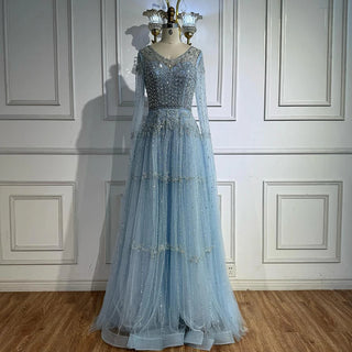 Layered Beaded Mesh Gown