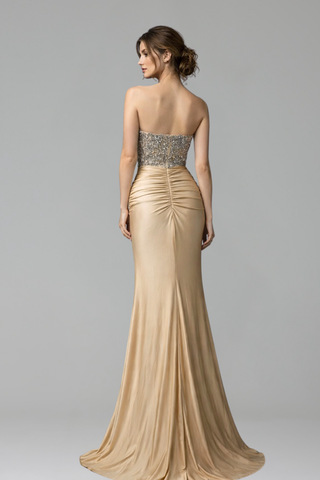 Gold Mermaid Beaded Gown - LAROSABRIDE