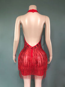 Sheer Illusion Beaded Mini Dress-Larosabride