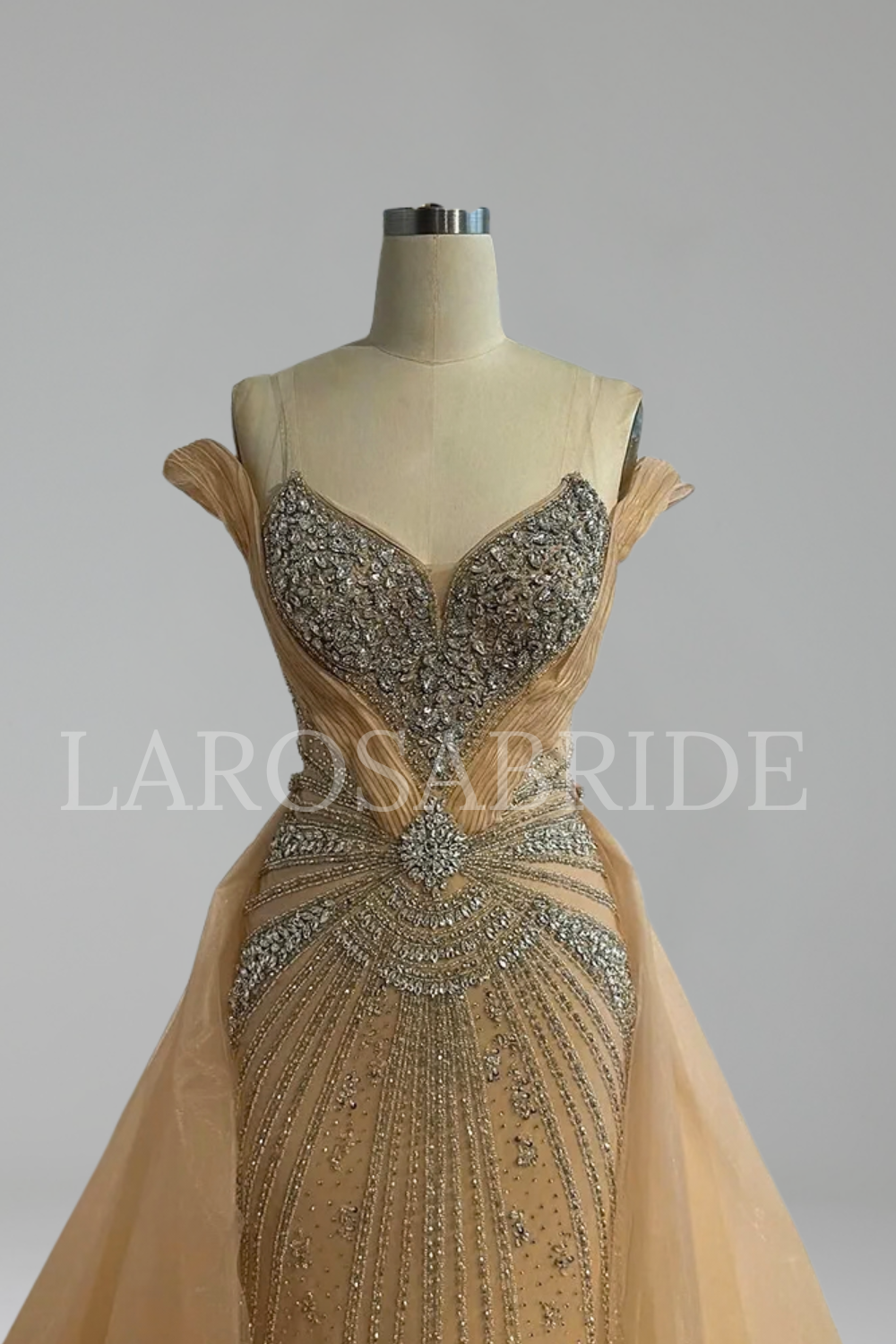 Beaded Overskirt Split Dress - LAROSABRIDE
