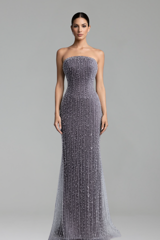 Strapless Fully-Beaded  Gown