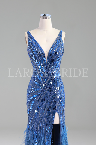 Luxury Crystal Beaded Feather - LAROSABRIDE
