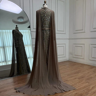 Embellished Cape Gown