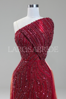 One-Shoulder Beaded Gown-Larosabride