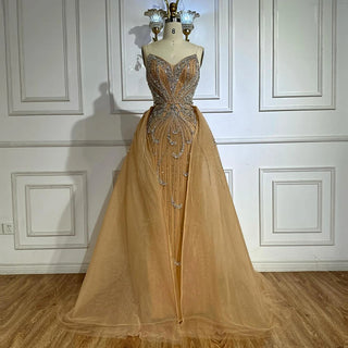 Ships in 2 to 5 Days - 2025 Custom Turquoise Strapless Mermaid Evening Gown – Saudi-Inspired Formal Dress with Overskirt