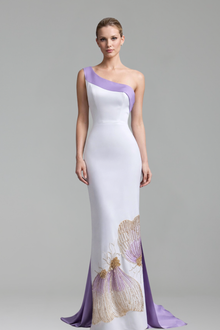 One-Shoulder Butterfly Midi Evening Dress-Larosabride