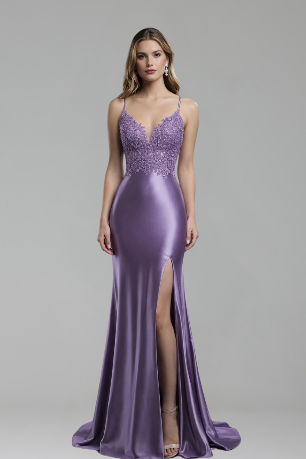 Lace Appliqué Mermaid Dress-Larosabride