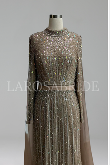 Embellished Cape Gown - LAROSABRIDE