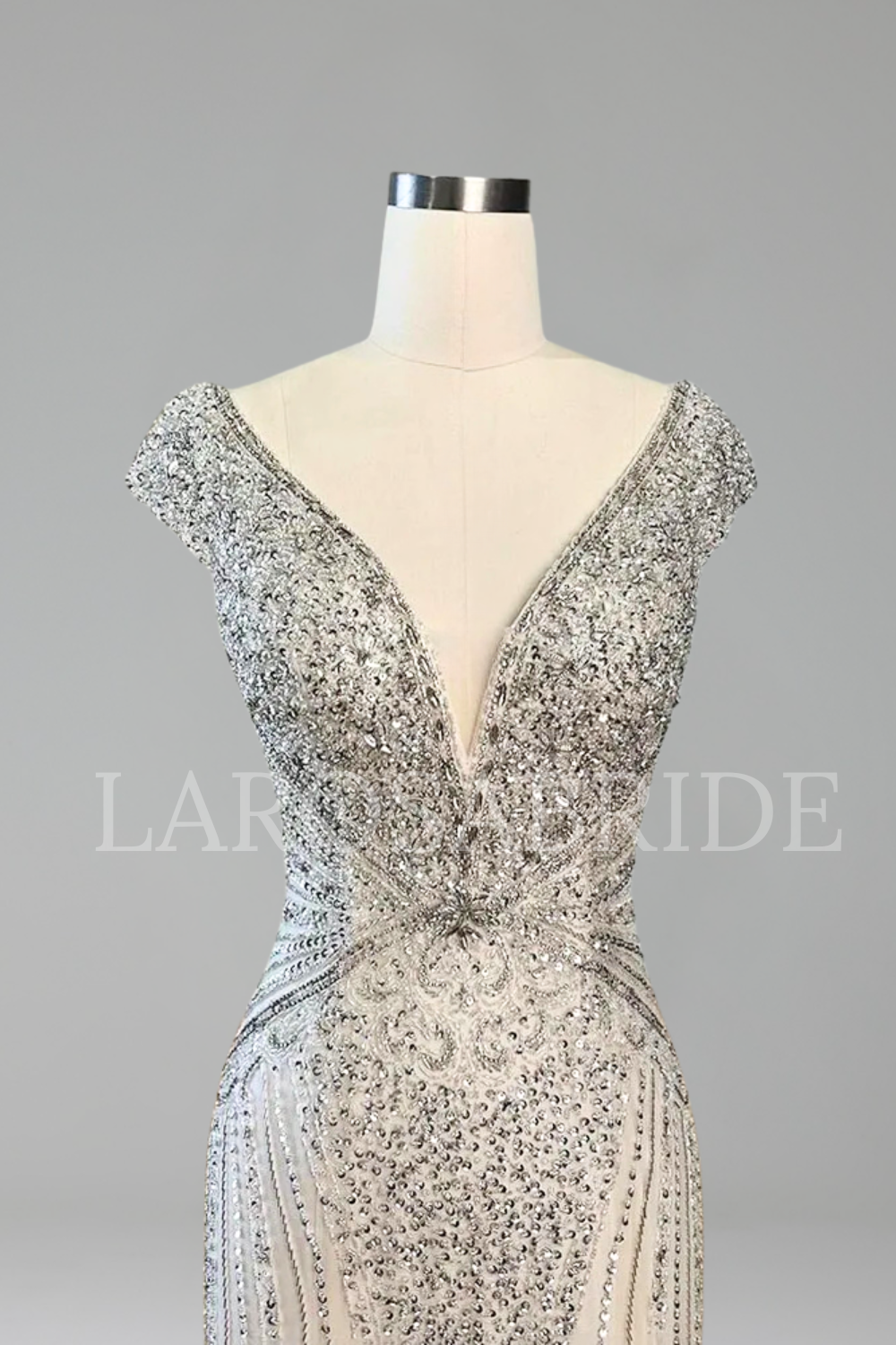 Beaded Sleeveless Mermaid Dress - LAROSABRIDE