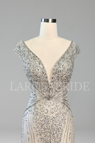 Beaded Sleeveless Mermaid Dress - LAROSABRIDE