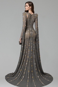 Crystal Cape Evening Gown - LAROSABRIDE