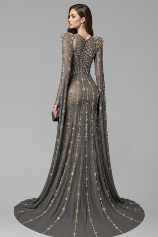 Crystal Cape Evening Gown