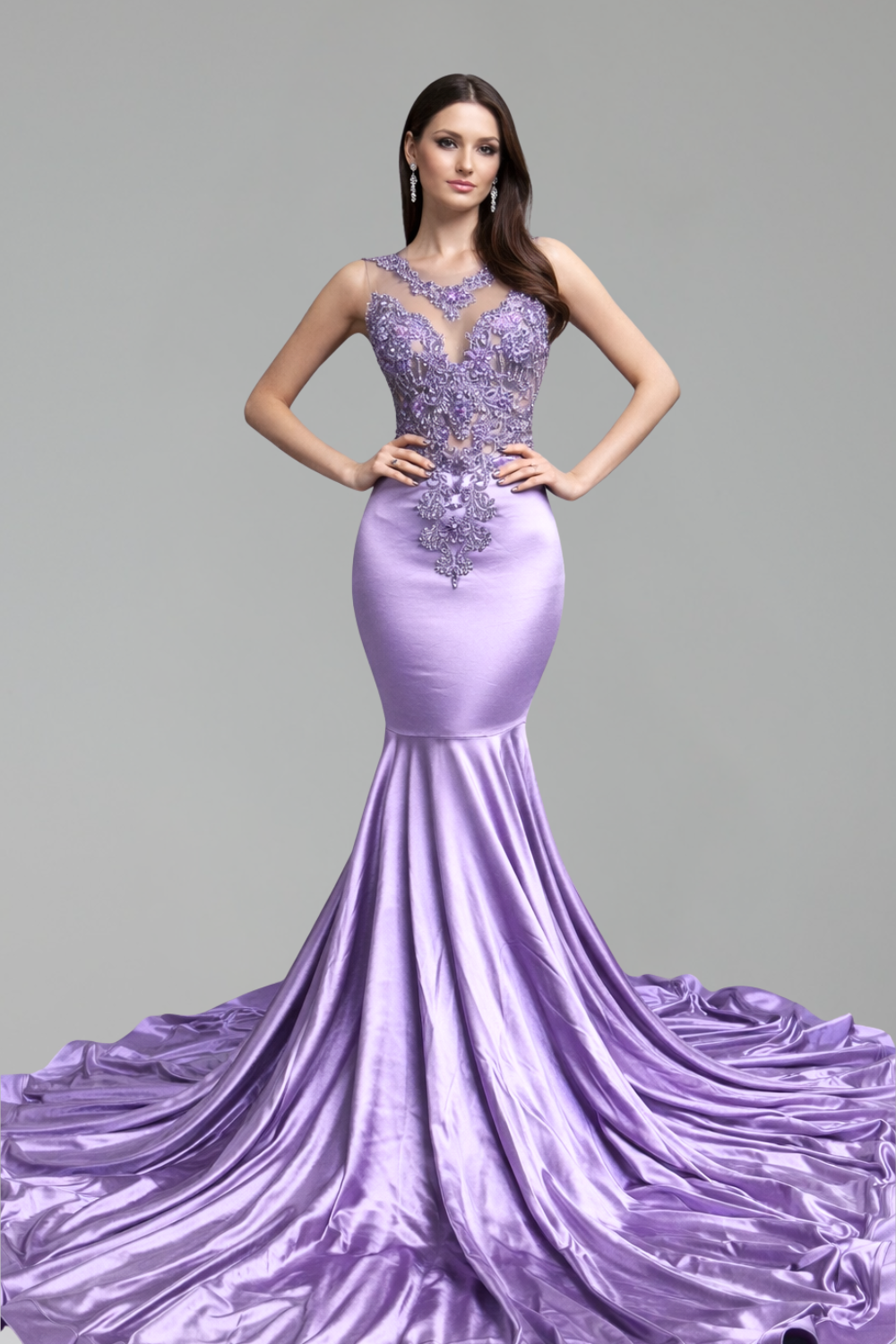 Illusion Lace Satin Mermaid Gown - LAROSABRIDE