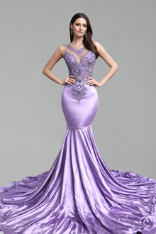Illusion Lace Satin Mermaid Gown - LAROSABRIDE