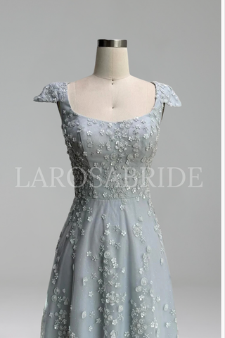 Floral Evening Dress with Square - LAROSABRIDE