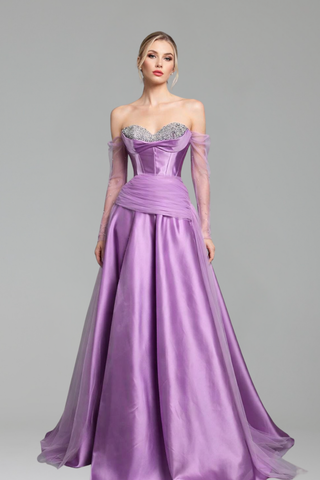Strapless Beaded A-Line Dress