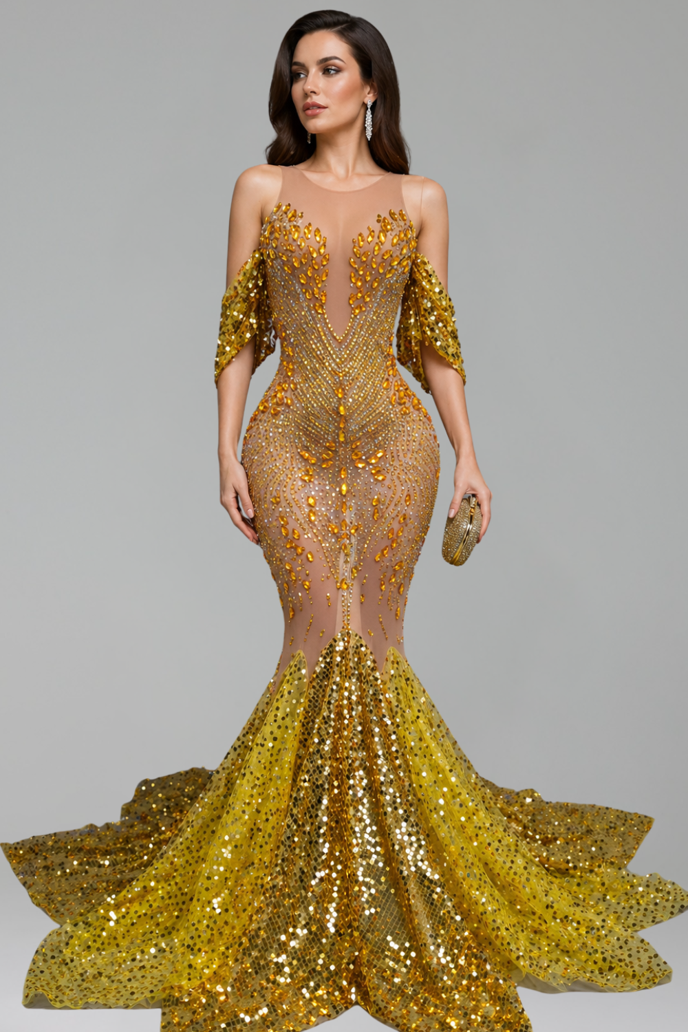 Crystal Illusion Mermaid Gown - LAROSABRIDE