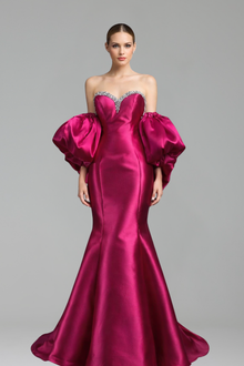 Strapless Mermaid Balloon-Sleeves Dress-Larosabride
