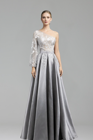 One-Shoulder Floral A-Line Dress