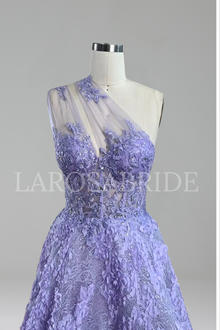 Spaghetti Strap Tiered Lace A-Line Dress - LAROSABRIDE