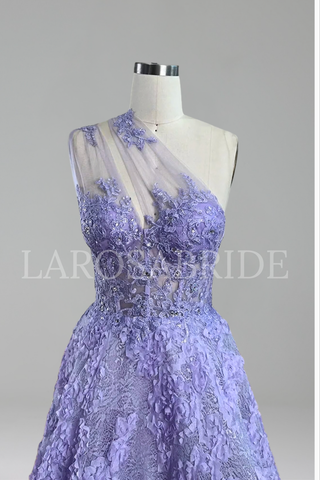 Spaghetti Strap Tiered Lace A-Line Dress - LAROSABRIDE