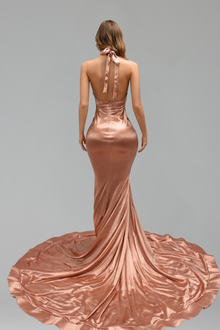 Plunging Chain Appliqu� Mermaid Gown - LAROSABRIDE