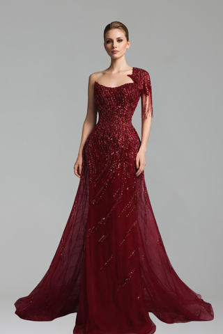 One-Shoulder Overskirt Dress