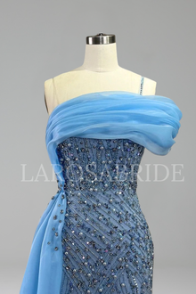 One Shoulder Beaded Mermaid Dress - LAROSABRIDE