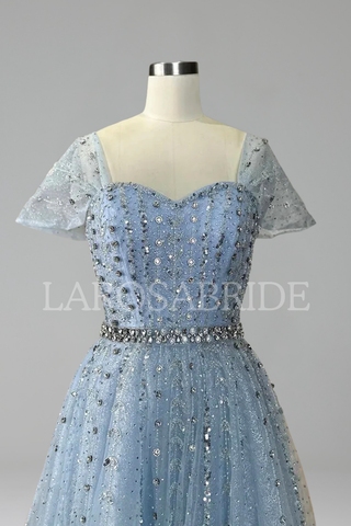 A-Line Beaded Backless Dress-Larosabride