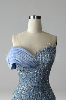 Cape Mermaid Lace Beaded Gown - LAROSABRIDE