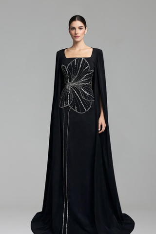 Beaded Cape Mermaid Dress