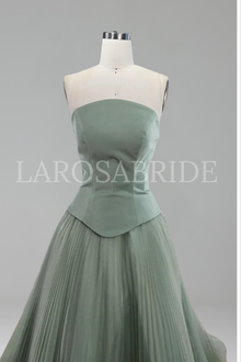 Green 3D Flowers A Line Dresses - LAROSABRIDE