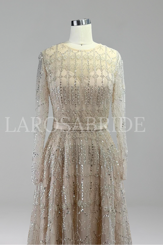 A Line Luxury Pearls Beaded Evening - LAROSABRIDE