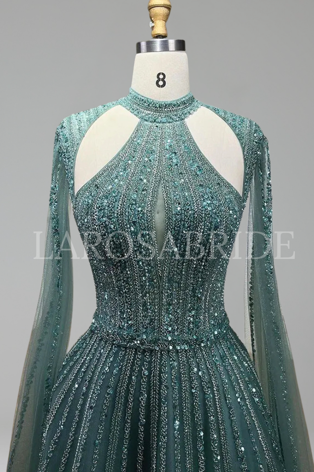 Beaded A-Line Cape Dress - LAROSABRIDE