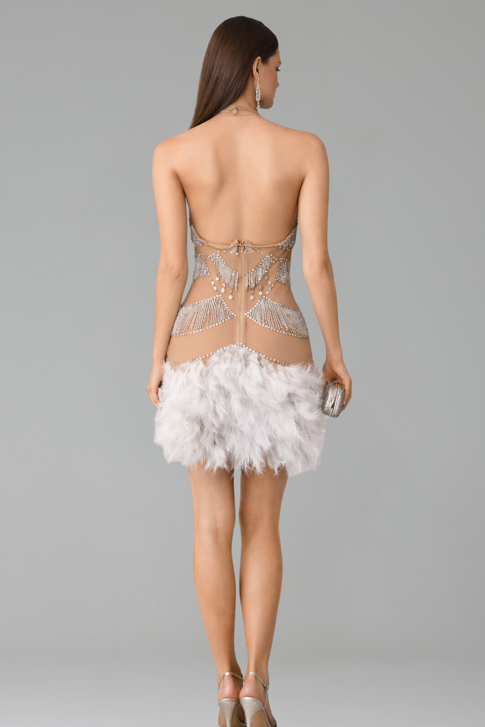 Crystal Fringe Illusion Mini Dress - LAROSABRIDE
