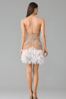 Crystal Fringe Illusion Mini Dress - LAROSABRIDE