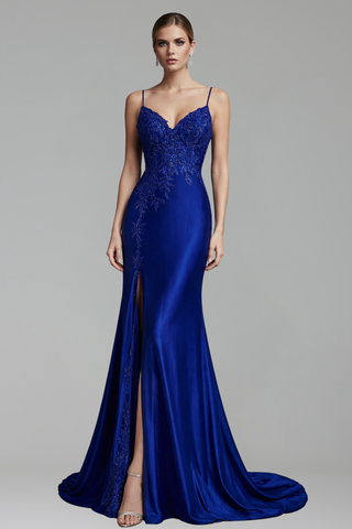 Lace Appliqué Split Dress