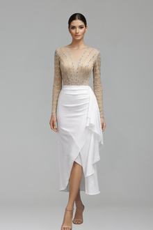 Long-Sleeve Mermaid Evening Gown-Larosabride