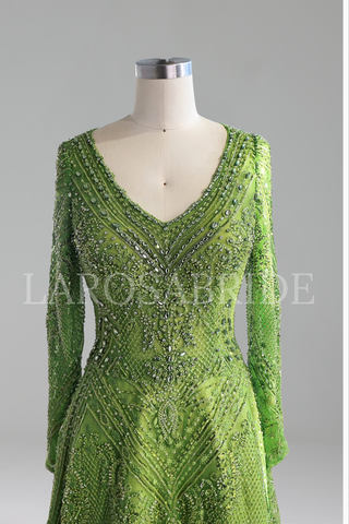 Embroidered V-Neck A-Line Dress - LAROSABRIDE