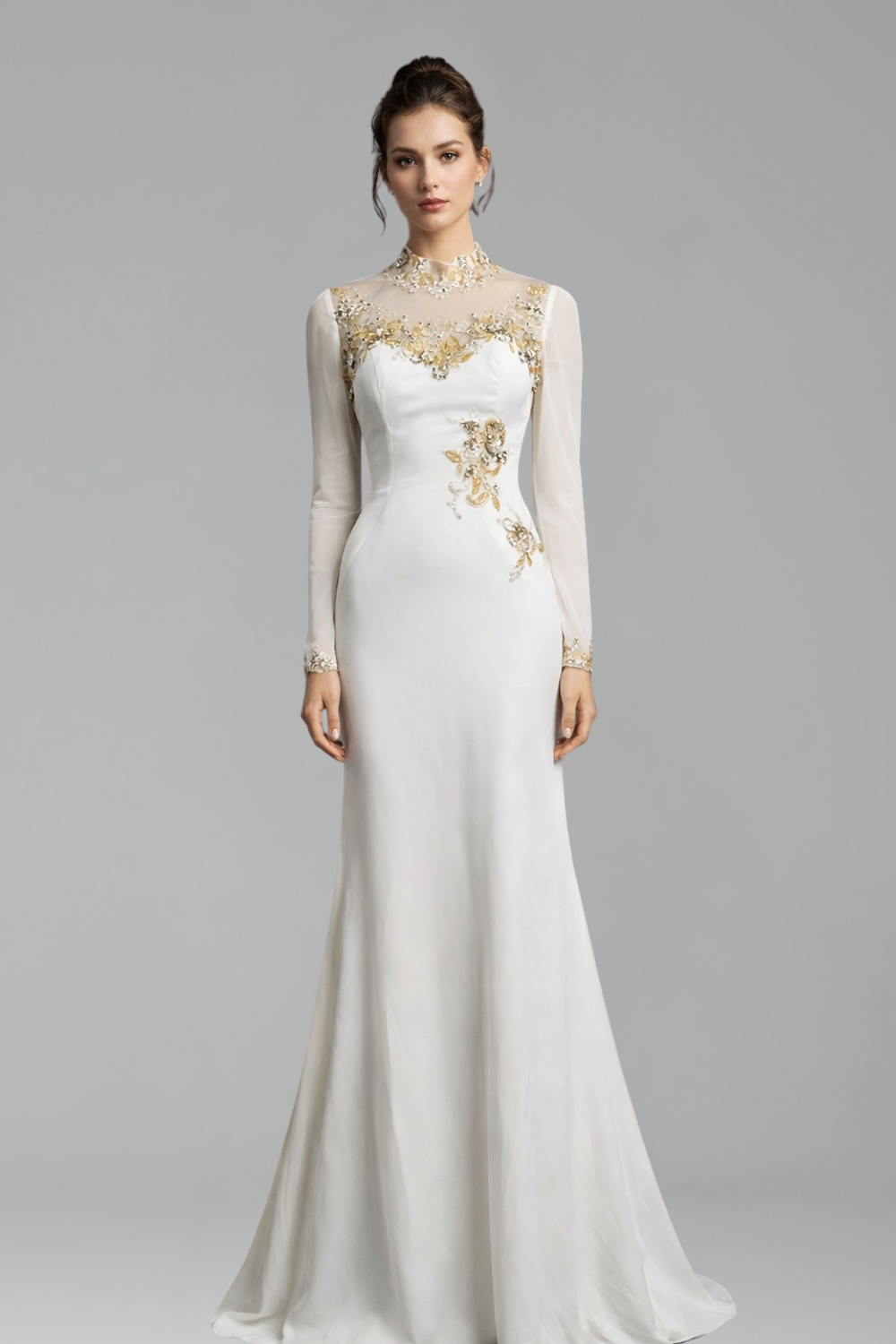 Satin Mermaid Dress with Beaded Details-Larosabride